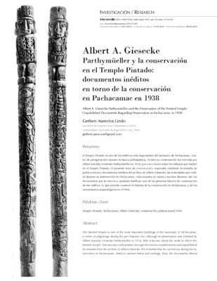 Albert A. Giesecke Parthymüeller y la conservación en el Templo Pintado: documentos inéditos en torno de la conservación en Pachacamac en 1938