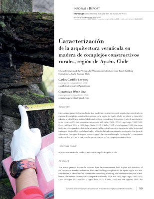 Caracterización de la arquitectura vernácula en madera de complejos constructivos rurales, región de Aysén, Chile