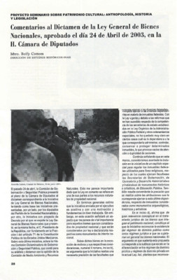 Comentarios al dictamen de la ley General de Bienes Nacionales, aprobado el día 24 de Abril de 2003, en la H. Cámara de Diputado