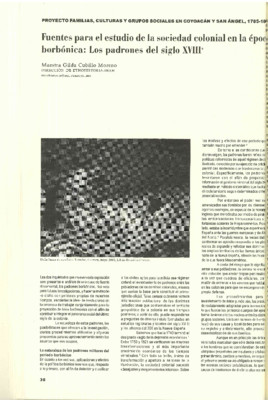 Fuentes para el estudio de la sociedad colonial en la época borbónica: Los padrones del siglo XVIII