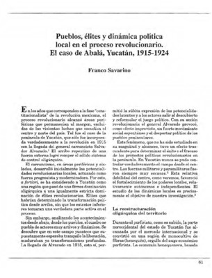 Pueblos, élites y dinámica política local en el proceso revolucionario. El caso de Abalá, Yucatán, 1915-1924