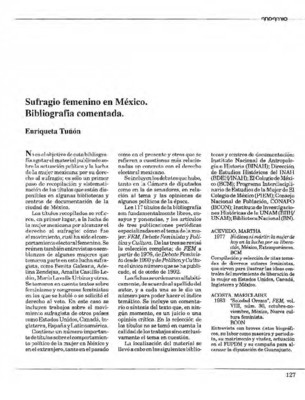 Sufragio femenino en México. Bibliografia comentada 