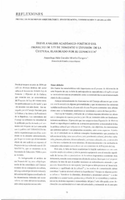 Breve análisis académico-político del proyecto de Ley de Fomento y Difusión de la Cultura, elaborado por el CONACULTA 