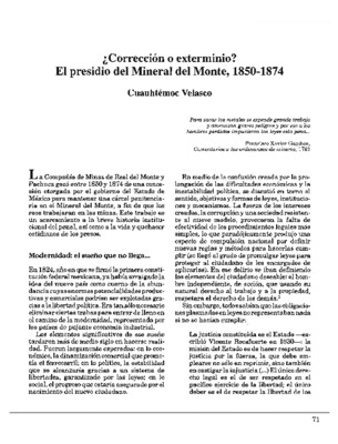 ¿Corrección o exterminio? El presidio del Mineral del Monte, 1850-1874