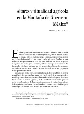 Altares y ritualidad agrícola en la Montaña de Guerrero, México 