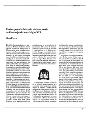 Textos para la historia de la minería en Guanajuato en el siglo XIX