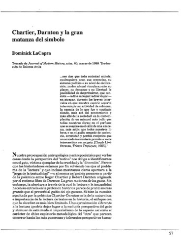 Chartier, Darnton y la gran matanza del símbolo