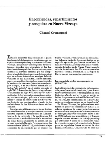Encomientas, repartimientos y conquista en Nueva Vizcaya