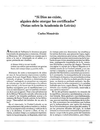 "Si Dios no existe, alguien debe otorgar los certificados" (Notas sobre la Academia de Letrán)