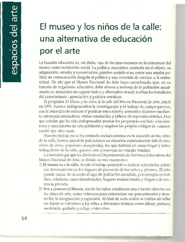El museo y los niños de la calle una alternativa de educación por el arte