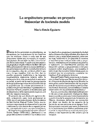La arquitectura pensada: un proyecto finisecular de hacienda modelo