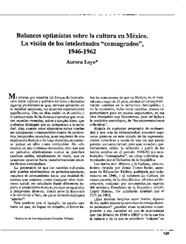 Balances optimistas sobre la cultura en México. La visión de los intelectuales “consagrados”, 1946-1962
