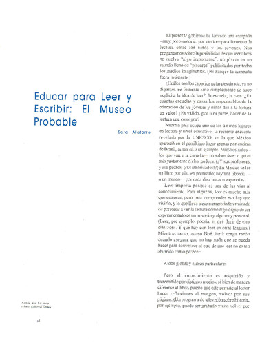 Educar para Leer y Escribir: El Museo Probable