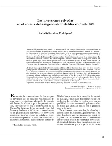 Las inversiones privadas en el noreste del antiguo Estado de México, 1849-1873