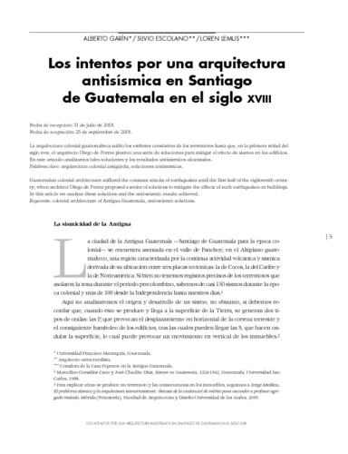 Los intentos por una arquitectura antisísmica en Santiago de Guatemala en el siglo XVIII