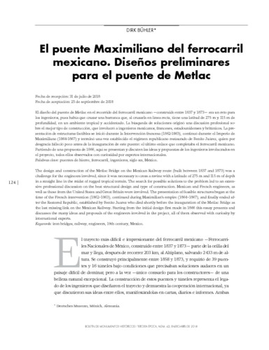 El puente Maximiliano del ferrocarril mexicano. Diseños preliminares para el puente de Metlac
