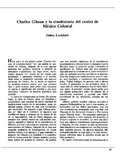 Charles Gibson y la etnohistoria del centro de México Colonial