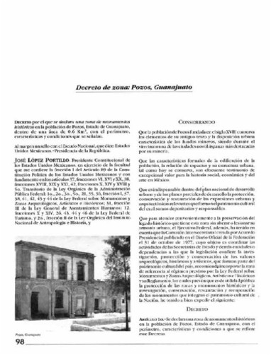 Decreto de zona: Pozos, Guanajuato