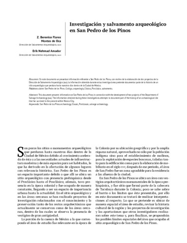 Investigación y salvamento arqueológico en San Pedro de los Pinos