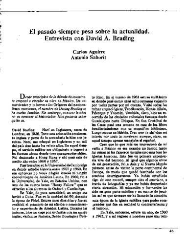 El pasado siempre pesa sobre la actualidad. Entrevista con David A. Brading