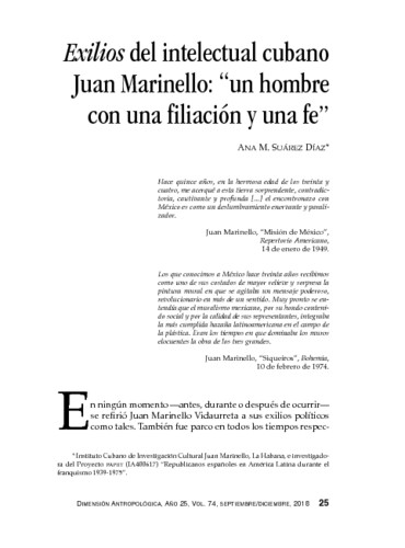 Exilios del intelectual cubano Juan Marinello: “un hombre con una filiación y una fe”