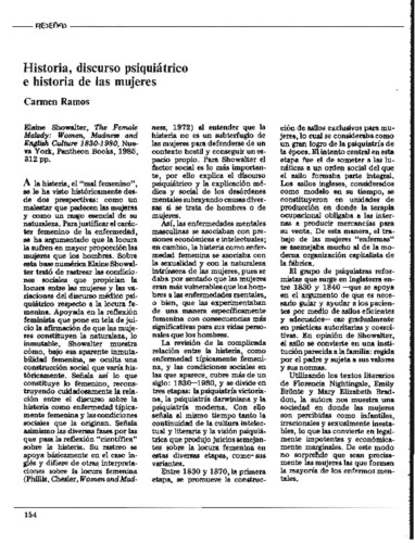 Historia, discurso psiquiátrico e historia de las mujeres