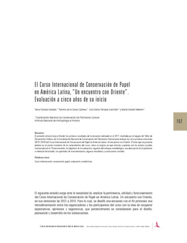El Curso Internacional de Conservación de Papel en América Latina, “Un encuentro con Oriente”. Evaluación a cinco años de su ini