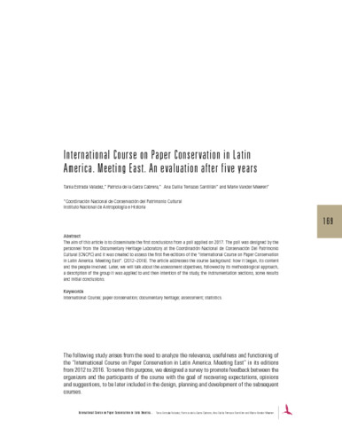 International Course on Paper Conservation in Latin America. Meeting East. An evaluation after five years
