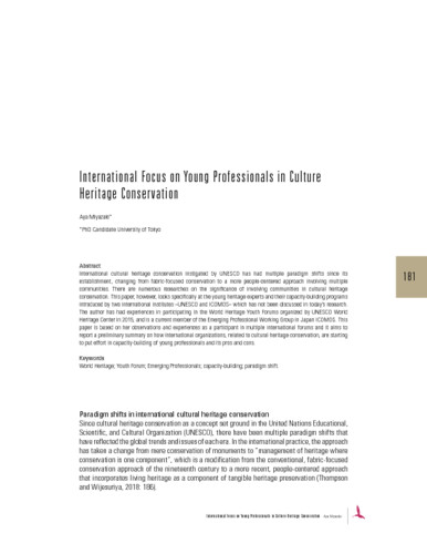International Focus on Young Professionals in Culture Heritage Conservation