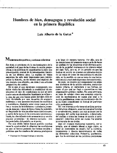Hombres de bien, demagogos y revolución social en la primera República