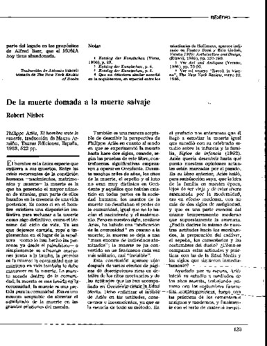 De la muerte domada a la muerte salvaje