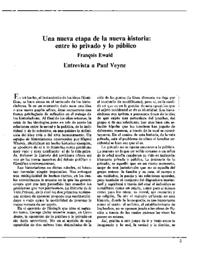 Una nueva etapa de la nueva historia: entre lo privado y lo público. Entrevista a Paul Veyne