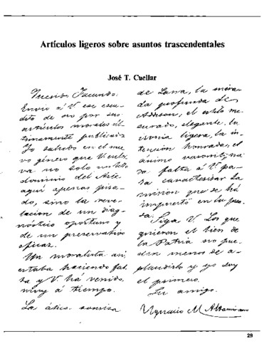 Artículos ligeros sobre asuntos trascendentales