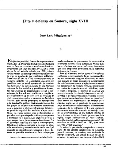 Elite y defensa en Sonora, siglo XVIII