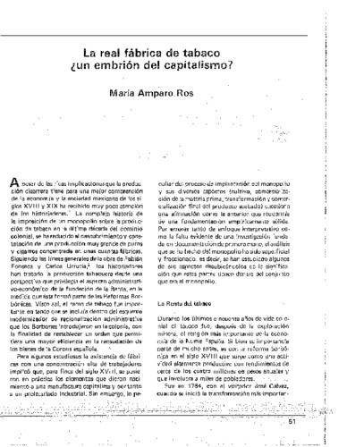 La real fábrica de tabaco ¿un embrión del capitalismo?