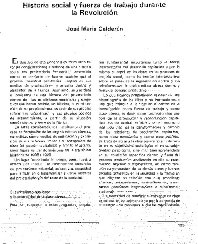 Historia social y fuerza de trabajo durante la Revolución