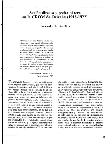 Acción directa y poder obrero de la CROM de Orizaba (1918-1922)