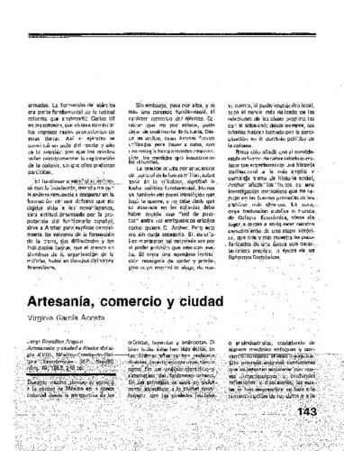 Artesanía, comercio y ciudad