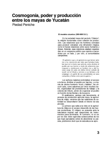 Cosmogonía, poder y producción entre los mayas de Yucatán