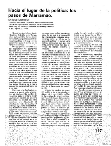 Hacia el lugar de la política: los pasos de Marramao
