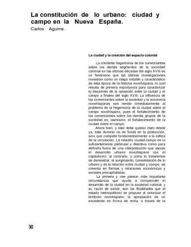 La constitución de lo urbano: ciudad y campo en la Nueva España