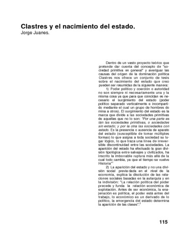 Clastres y el nacimiento del estado 