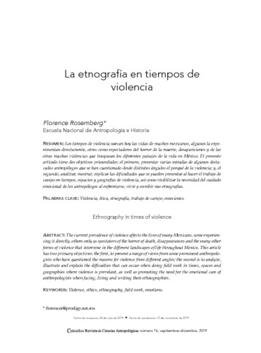 La etnografía en tiempos de violencia