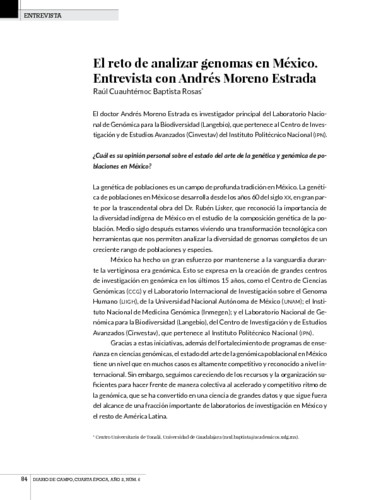 El reto de analizar genomas en México. Entrevista con Andrés Moreno Estrada