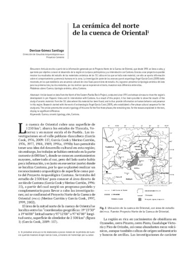 La cerámica del norte de la cuenca de Oriental