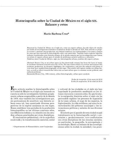 Historiografía sobre la Ciudad de México en el siglo XIX. Balance y retos