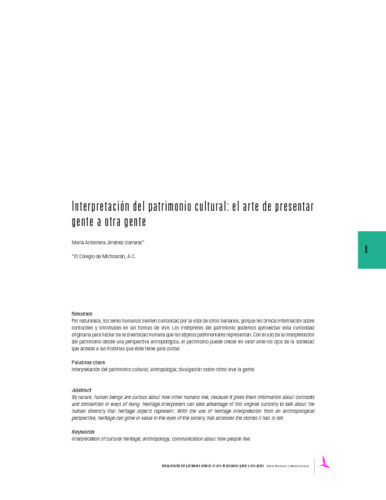 Interpretación del patrimonio cultural: el arte de presentar gente a otra gente