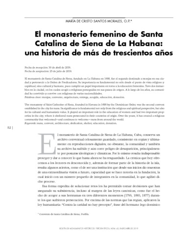 El monasterio femenino de Santa Catalina de Siena de La Habana: una historia de más de trescientos años