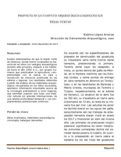 Proyecto de Salvamento Arqueológico Gasoducto Sur Texas-Tuxpan