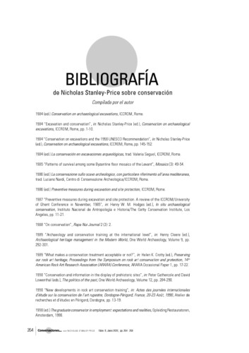 Bibliografía de Nicholas Stanley-Price sobre conservación